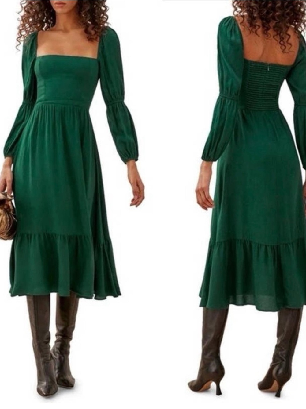Reformation Mica Midi Dress in Emerald Green Size 4